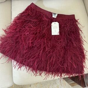 Queen of Sparkles Maroon Feather Skirt